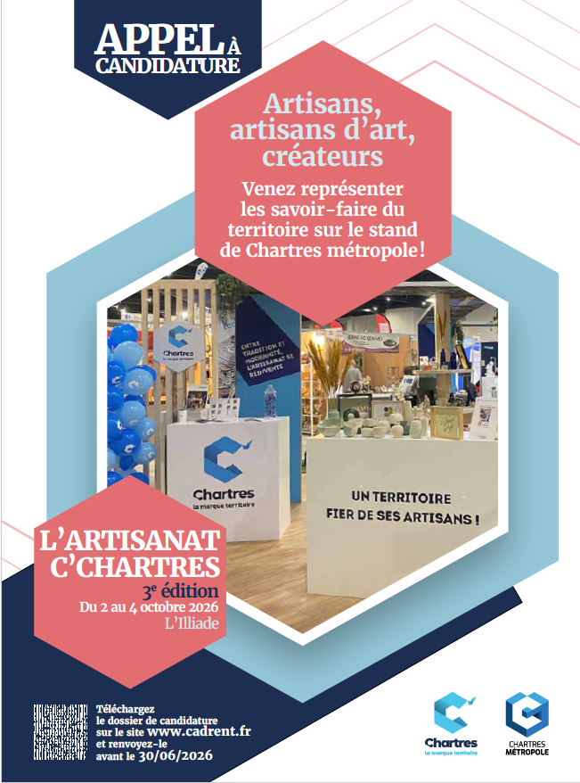 Image actualité Appel à candidature - stand marque territoire - L'Artisanat C'Chartres du 02 au 04 octobre 2026